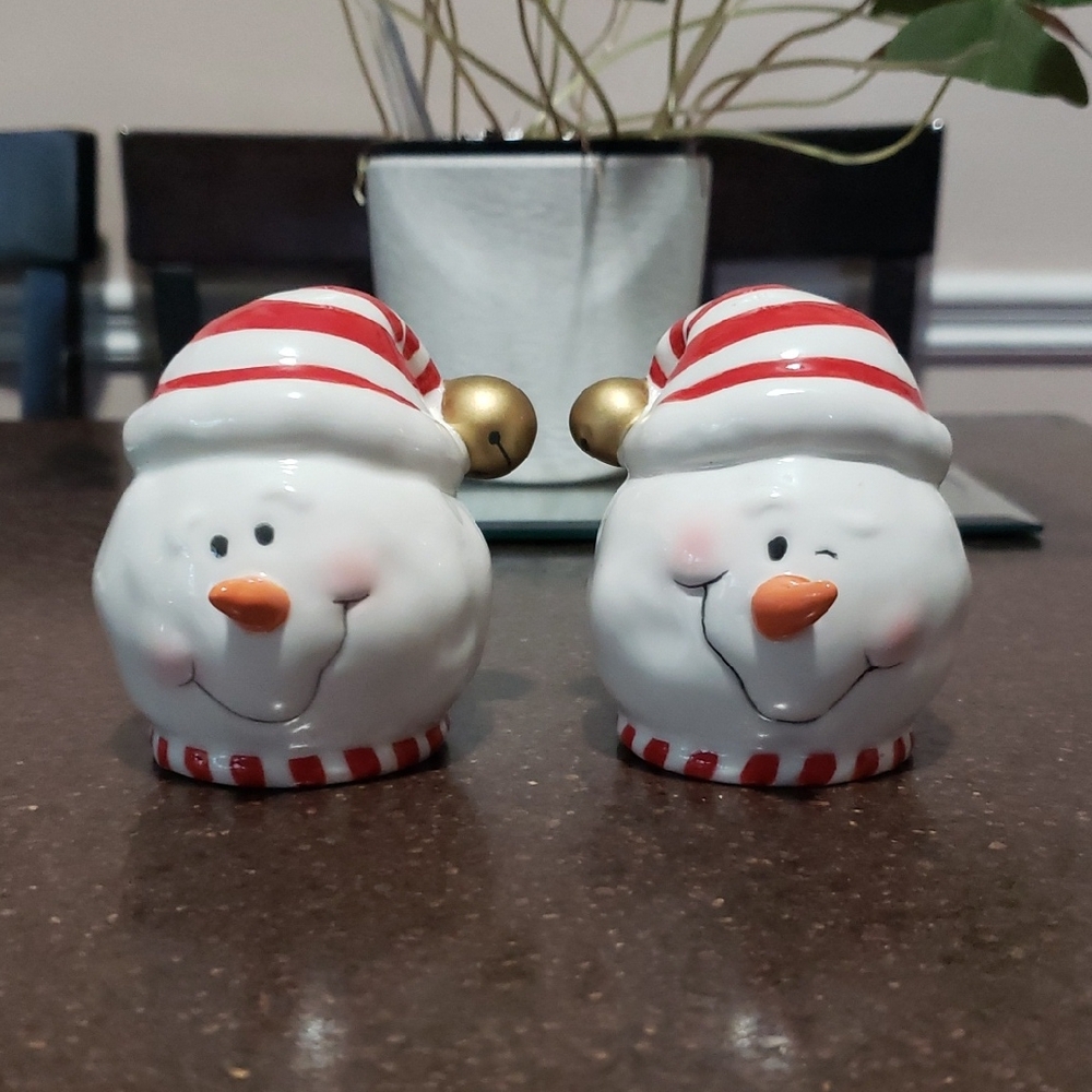 Bella Casa By Ganz Ceramic Happy Snowman Salt And Pepper Shakers Set 3" Tall